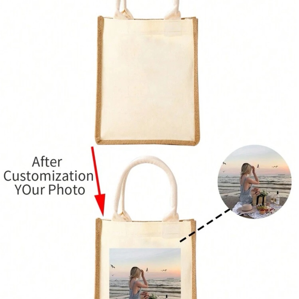 Picture Printed Customizable Tote Bag With Your Own Pattern, Text Or Photo